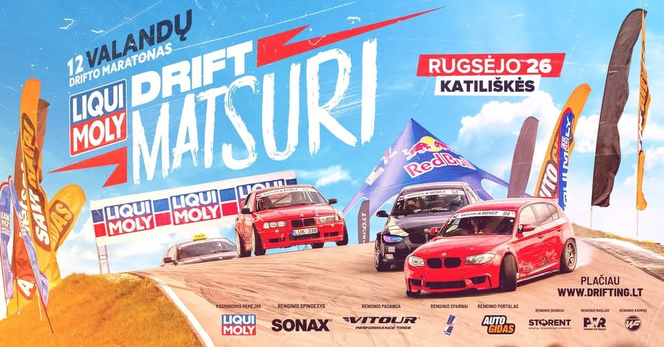 Drifto maratonas — Liqui Moly Drift Matsuri · Red Helmet — plakatas